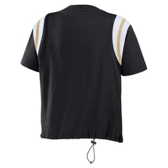 New Orleans Saints WEAR by Erin Andrews Women's Cinched Colorblock T-Shirt - Black for sale