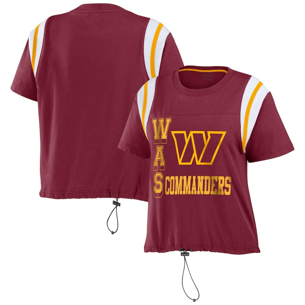Washington Commanders WEAR by Erin Andrews Women's Cinched Colorblock T-Shirt - Burgundy discount