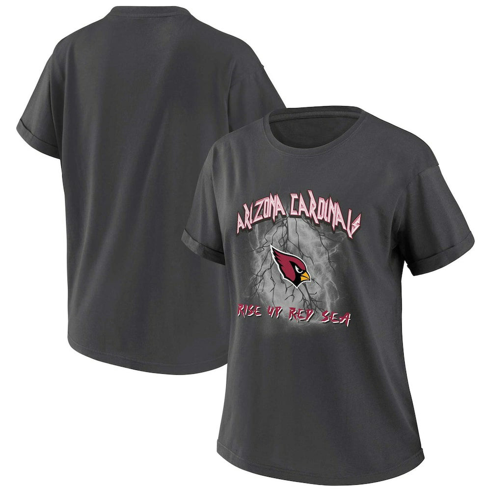 Arizona Cardinals WEAR by Erin Andrews Women's Boyfriend T-Shirt - Charcoal for sale