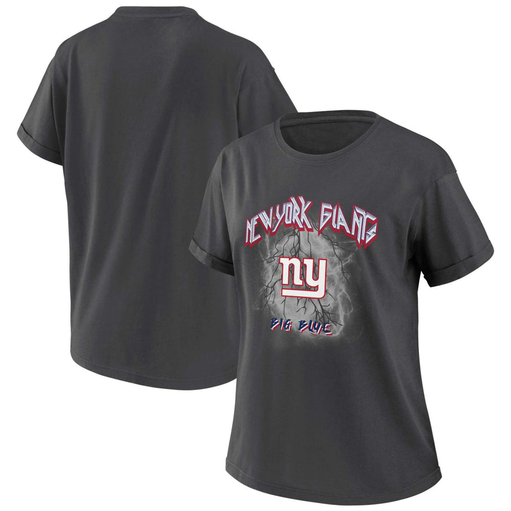 New York Giants WEAR by Erin Andrews Women's Boyfriend T-Shirt - Charcoal discount
