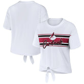 Arizona Cardinals WEAR by Erin Andrews Women's Front Tie Retro T-Shirt - White for sale