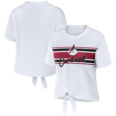 Arizona Cardinals WEAR by Erin Andrews Women's Front Tie Retro T-Shirt - White for sale