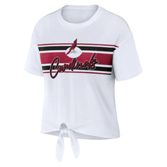 Arizona Cardinals WEAR by Erin Andrews Women's Front Tie Retro T-Shirt - White for sale