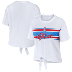 Tennessee Titans WEAR by Erin Andrews Women's Front Tie Retro T-Shirt - White sale