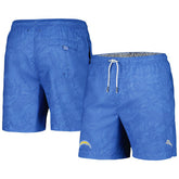 Los Angeles Chargers Naples Layered Leaves Swim Shorts - Powder Blue cheap
