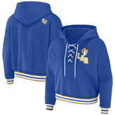 Los Angeles Rams WEAR by Erin Andrews Women's Lace-Up Pullover Hoodie - Royal outlet