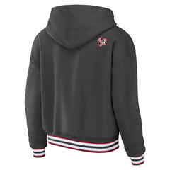 Tampa Bay Buccaneers WEAR by Erin Andrews Women's Lace-Up Pullover Hoodie - Pewter for sale