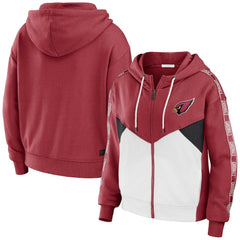 Arizona Cardinals WEAR by Erin Andrews Women's Color Block Light Weight Modest Crop Full-Zip Hoodie - Cardinal/White cheap