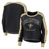 New Orleans Saints WEAR by Erin Andrews Women's Plus Size Colorblock Long Sleeve T-Shirt - Black on sale