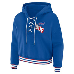 Buffalo Bills WEAR by Erin Andrews Women's Plus Size Lace-Up Pullover Hoodie - Royal cheap