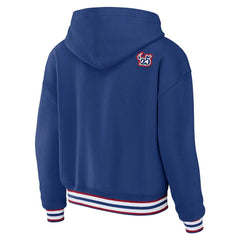 New York Giants WEAR by Erin Andrews Women's Plus Size Lace-Up Pullover Hoodie - Royal cheap