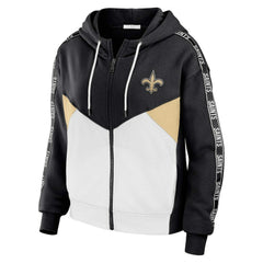 New Orleans Saints WEAR by Erin Andrews Women's Plus Size Color Block Full-Zip Hoodie - Black/White sale