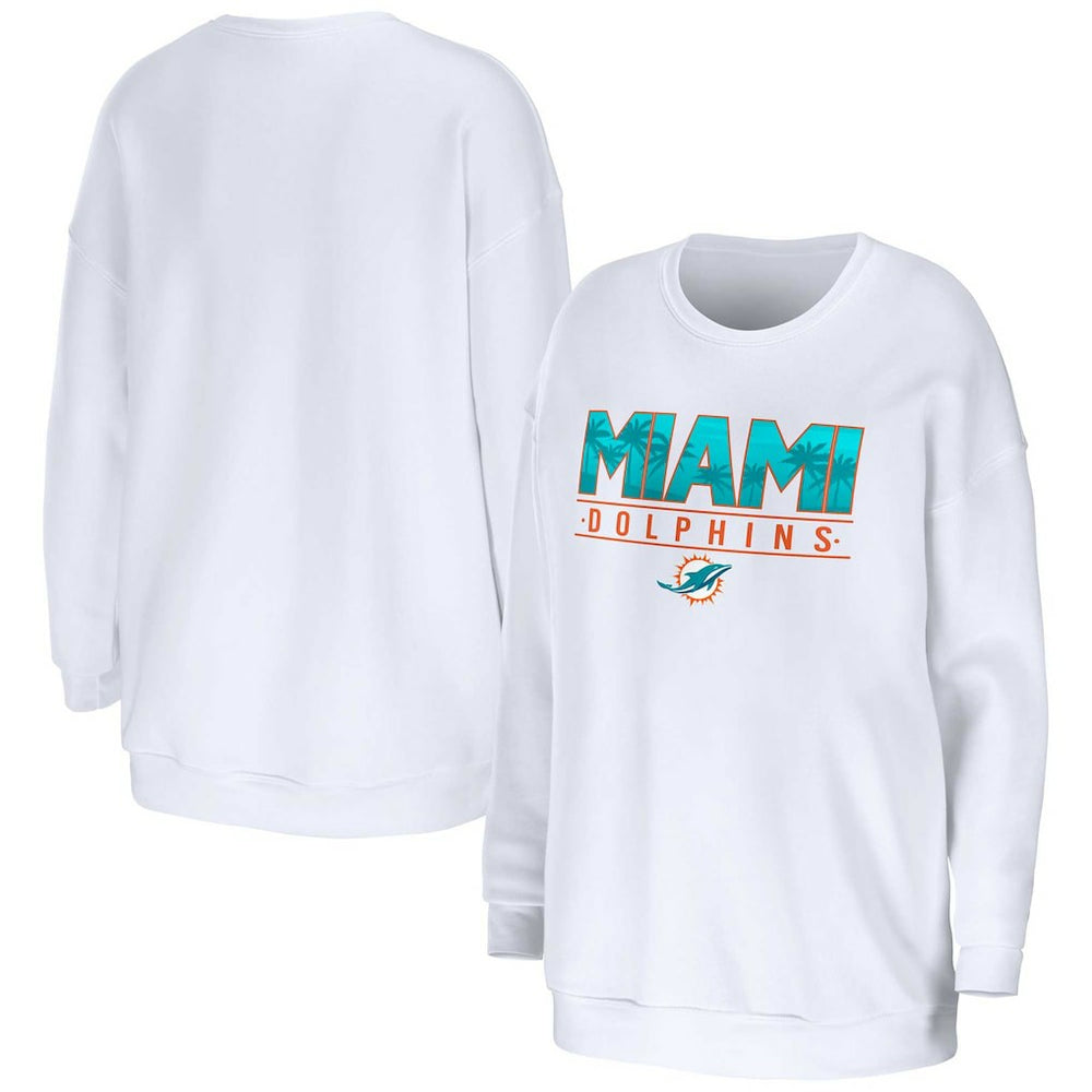 Miami Dolphins WEAR by Erin Andrews Women's Domestic Pullover Sweatshirt - White outlet
