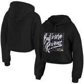 Baltimore Ravens WEAR by Erin Andrews Women's Domestic Cropped Pullover Hoodie - Black on sale