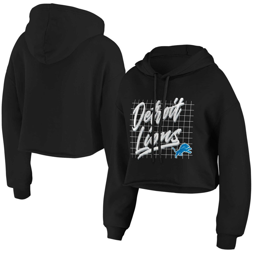 Detroit Lions WEAR by Erin Andrews Women's Domestic Cropped Pullover Hoodie - Black cheap