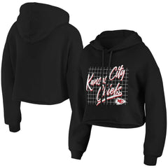 Kansas City Chiefs WEAR by Erin Andrews Women's Domestic Cropped Pullover Hoodie - Black discount