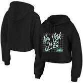 New York Jets WEAR by Erin Andrews Women's Domestic Cropped Pullover Hoodie - Black discount