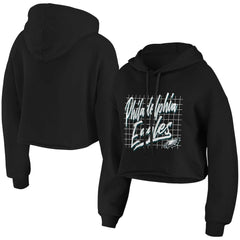 Philadelphia Eagles WEAR by Erin Andrews Women's Domestic Cropped Pullover Hoodie - Black outlet