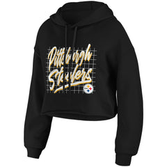 Pittsburgh Steelers WEAR by Erin Andrews Women's Domestic Cropped Pullover Hoodie - Black for sale