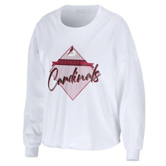 Arizona Cardinals WEAR by Erin Andrews Women's Domestic Cropped Long Sleeve T-Shirt - White cheap