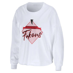 Atlanta Falcons WEAR by Erin Andrews Women's Domestic Cropped Long Sleeve T-Shirt - White discount