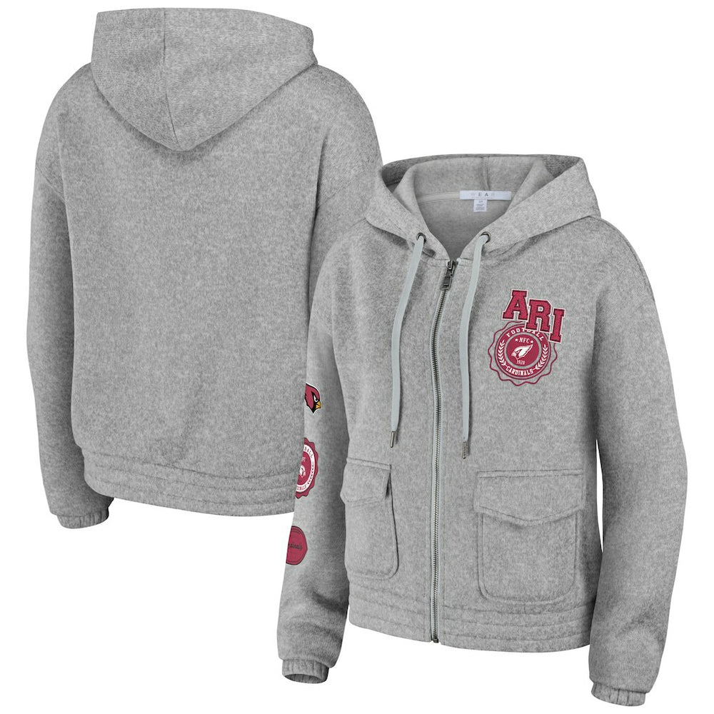 Arizona Cardinals WEAR by Erin Andrews Women's Full-Zip Hoodie - Heather Gray on sale