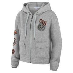 Cincinnati Bengals WEAR by Erin Andrews Women's Full-Zip Hoodie - Heather Gray for sale