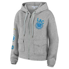 Los Angeles Chargers WEAR by Erin Andrews Women's Full-Zip Hoodie - Heather Gray for sale