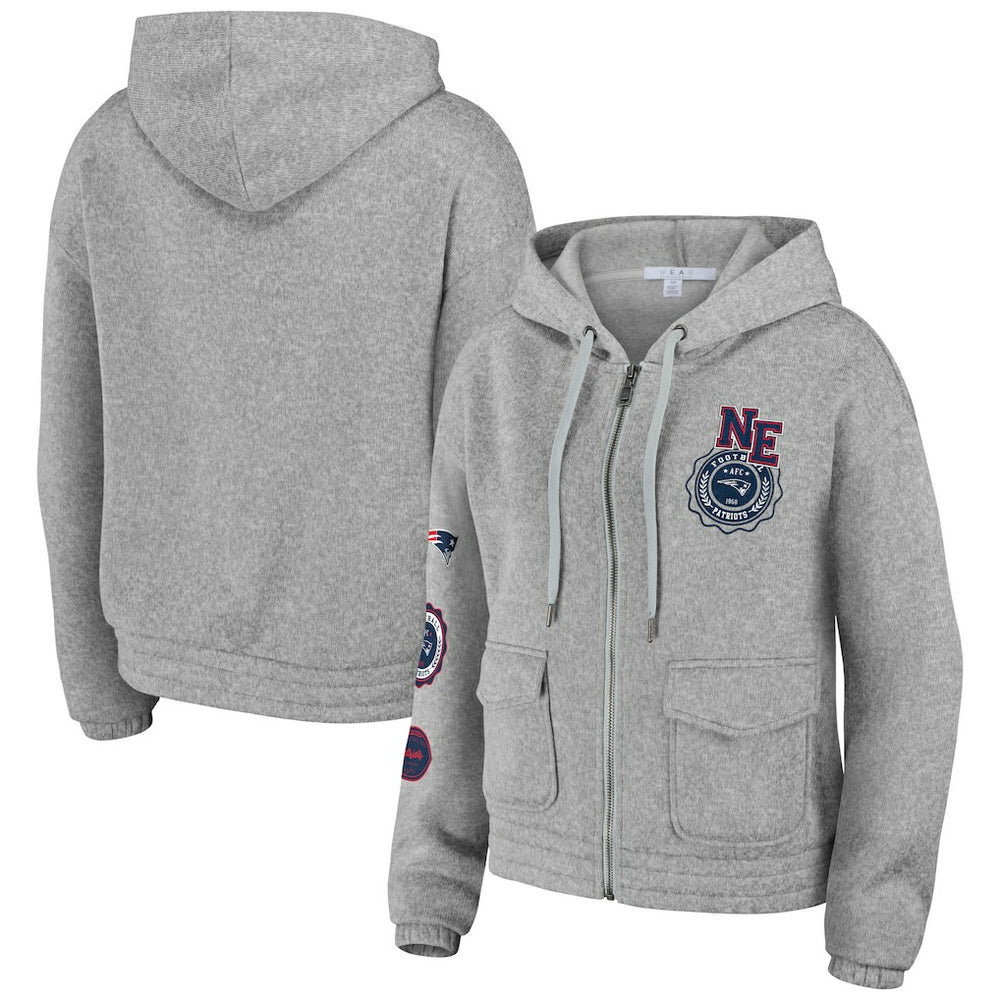 New England Patriots WEAR by Erin Andrews Women's Full-Zip Hoodie - Heather Gray online