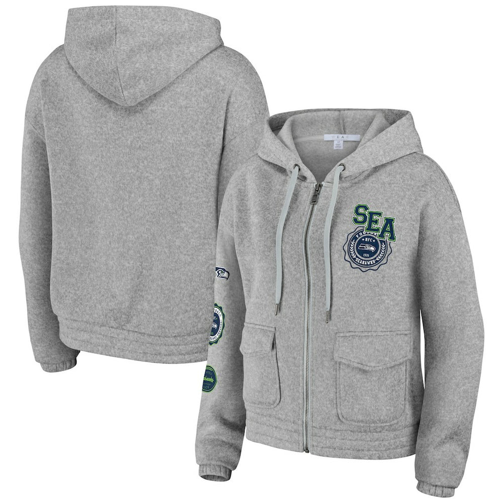 Seattle Seahawks WEAR by Erin Andrews Women's Full-Zip Hoodie - Heather Gray online