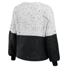 Las Vegas Raiders WEAR by Erin Andrews Women's Lighweight Modest Crop Color-Block Pullover Sweater - White/Black for sale