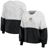 New Orleans Saints WEAR by Erin Andrews Women's Lighweight Modest Crop Color-Block Pullover Sweater - White/Black online