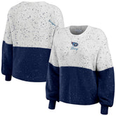 Tennessee Titans WEAR by Erin Andrews Women's Lighweight Modest Crop Color-Block Pullover Sweater - White/Navy online
