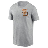 San Diego Padres Cooperstown Collection Large Logo 2-Hit T-Shirt - Heather Gray | Nike