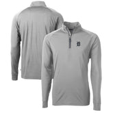 Detroit Tigers Cutter & Buck Adapt Eco Knit Stretch Recycled Quarter-Zip Pullover Top - Gray
