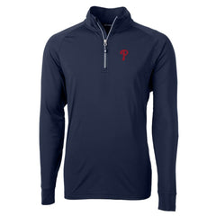 Philadelphia Phillies Cutter & Buck Adapt Eco Knit Stretch Recycled Quarter-Zip Pullover Top - Navy