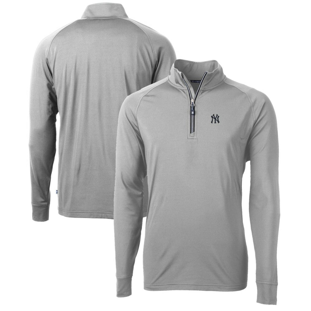 New York Yankees Cutter & Buck Adapt Eco Knit Stretch Recycled Quarter-Zip Pullover Top - Gray