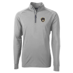 Milwaukee Brewers Cutter & Buck Adapt Eco Knit Stretch Recycled Quarter-Zip Pullover Top - Gray