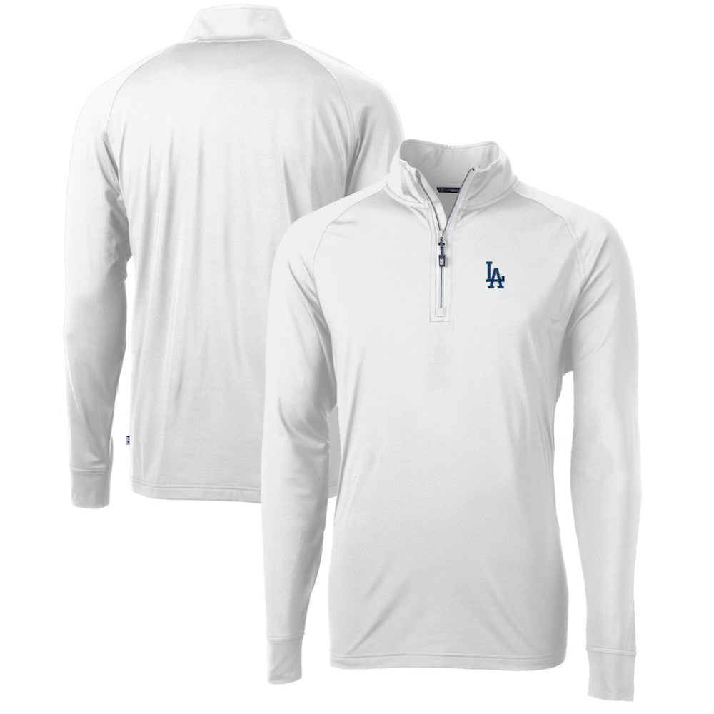 Los Angeles Dodgers Cutter & Buck Adapt Eco Knit Stretch Recycled Quarter-Zip Pullover Top - White