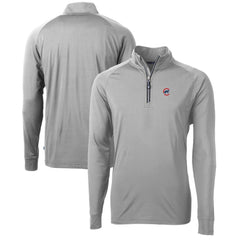 Chicago Cubs Cutter & Buck Adapt Eco Knit Stretch Recycled Quarter-Zip Pullover Top - Gray
