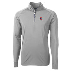 Chicago Cubs Cutter & Buck Adapt Eco Knit Stretch Recycled Quarter-Zip Pullover Top - Gray