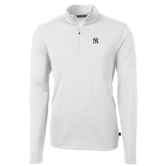 New York Yankees Cutter & Buck Virtue Eco Pique Recycled Quarter-Zip Pullover Top - White
