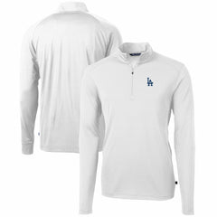 Los Angeles Dodgers Cutter & Buck Virtue Eco Pique Recycled Quarter-Zip Pullover Top - White