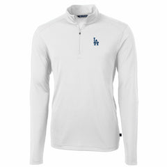 Los Angeles Dodgers Cutter & Buck Virtue Eco Pique Recycled Quarter-Zip Pullover Top - White