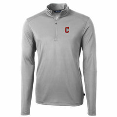 Cleveland Guardians Cutter & Buck Virtue Eco Pique Recycled Quarter-Zip Pullover Top - Gray