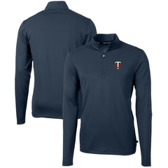 Minnesota Twins Cutter & Buck Virtue Eco Pique Recycled Quarter-Zip Pullover Top - Navy