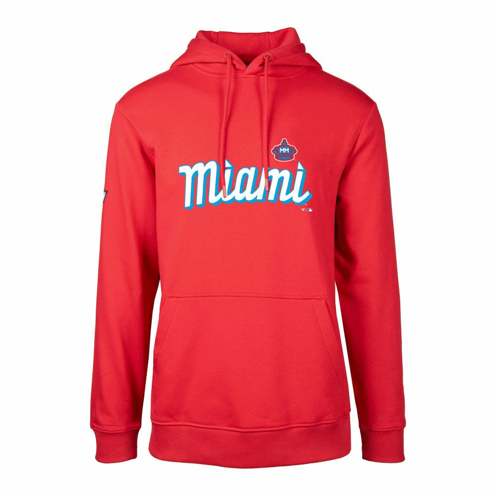 Miami Marlins Levelwear City Connect Podium Core Logo Pullover Hoodie - Red