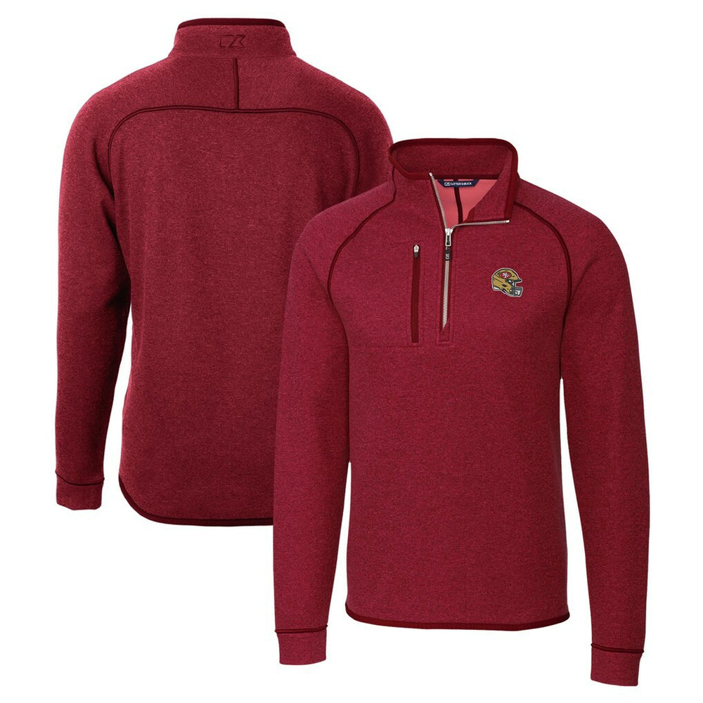 San Francisco 49ers Cutter & Buck Helmet Mainsail Sweater-Knit Half-Zip Pullover Jacket - Red sale