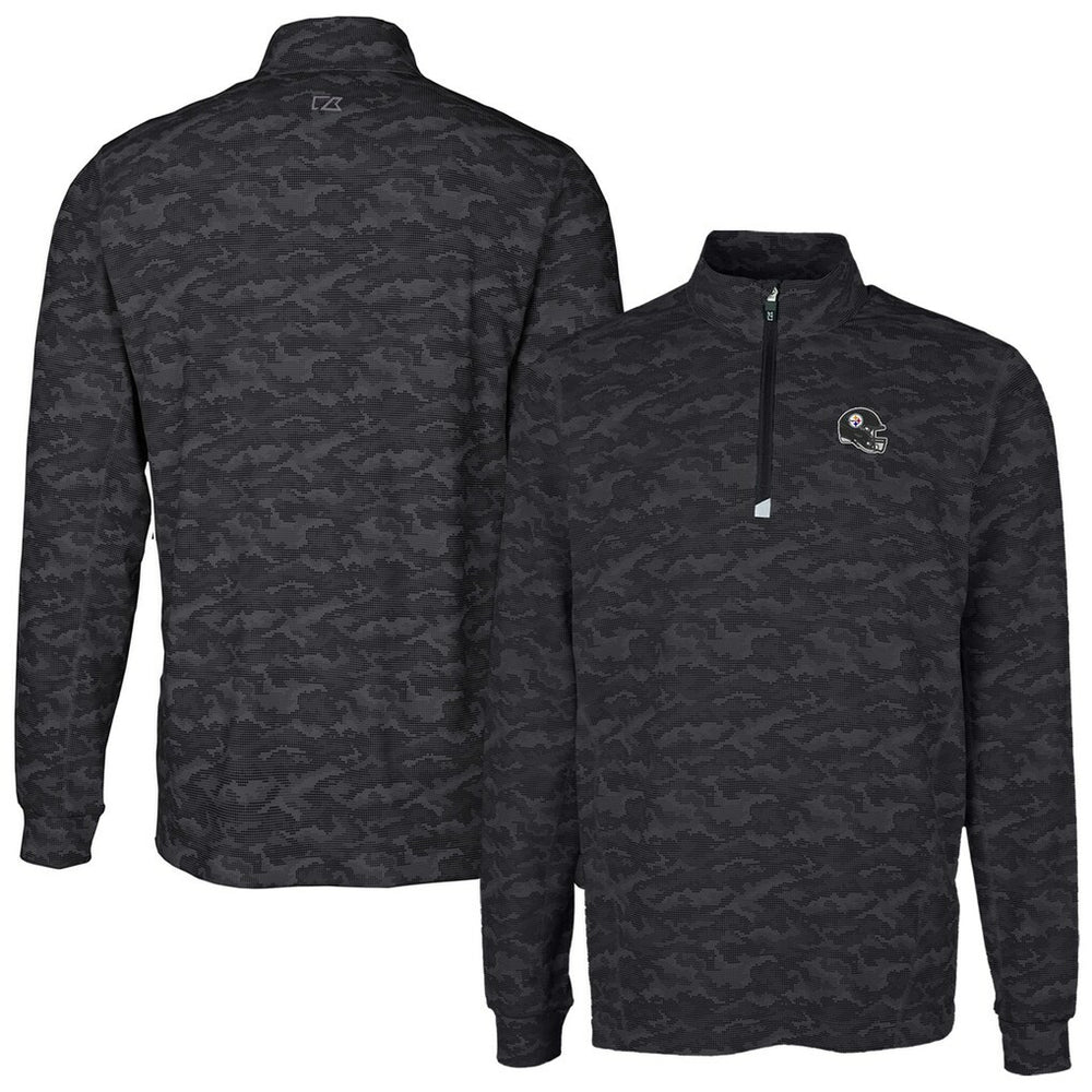Pittsburgh Steelers Cutter & Buck Helmet Traverse Camo Print Stretch Quarter-Zip Pullover Top - Black online