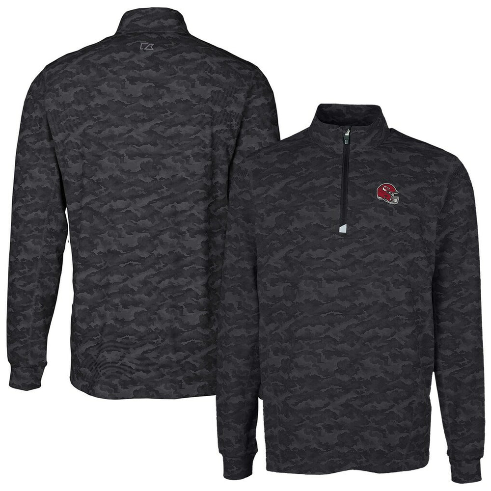 Kansas City Chiefs Cutter & Buck Helmet Traverse Camo Print Stretch Quarter-Zip Pullover Top - Black for sale